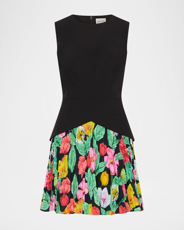 Haddy Tulip Rosette Pleated Mini Dress